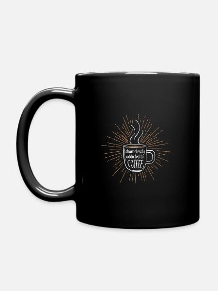 Coffee Addicted Coffee Office Humor Satire Mug - Full Colour Mug - black