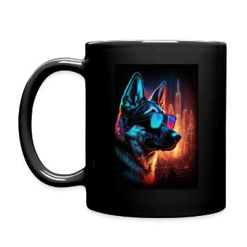 Sunglasses Neon German Shepherd - Full Colour Mug - black - Left