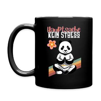 Entspannter Panda, Pandabär relaxt Retro - Tasse einfarbig - Schwarz - Links