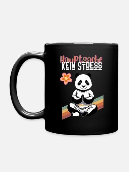 Entspannter Panda, Pandabär relaxt Retro - Tasse einfarbig - Schwarz