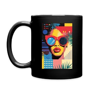 Colorful Woman Portrait - Full Colour Mug - black - Left