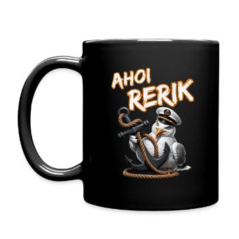 Ahoy Rerik Mouette drôle avec ancre - Mug uni - noir - Gauche