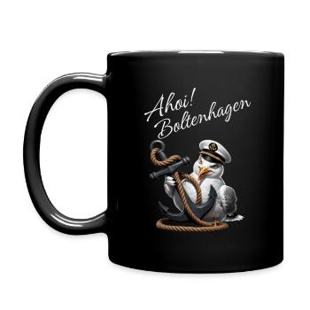 Ahoy Boltenhagen mouette drôle avec ancre - Mug uni - noir - Gauche