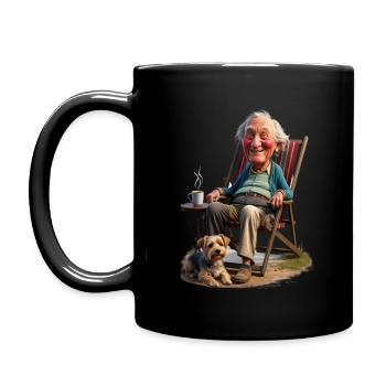 Netter Opa mit Hund-Alter Mann mit Hund - Tasse einfarbig - Schwarz - Links