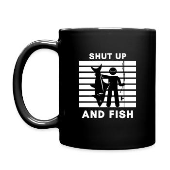 Shut up and fish - Full Colour Mug - black - Left