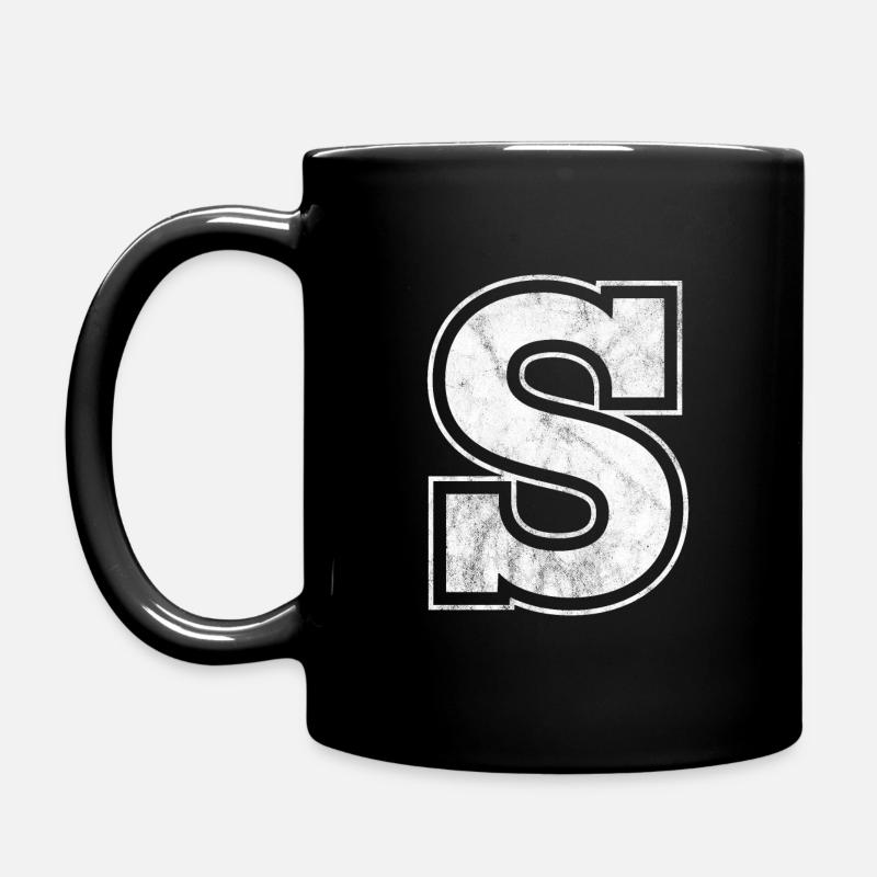 Buchstabe S - Tasse einfarbig - Schwarz
