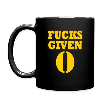Zero fucks given - Tasse einfarbig - Schwarz - Links