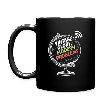 Vintage Globe Moderne Probleme Reisen Humor - Tasse einfarbig - Schwarz - Links
