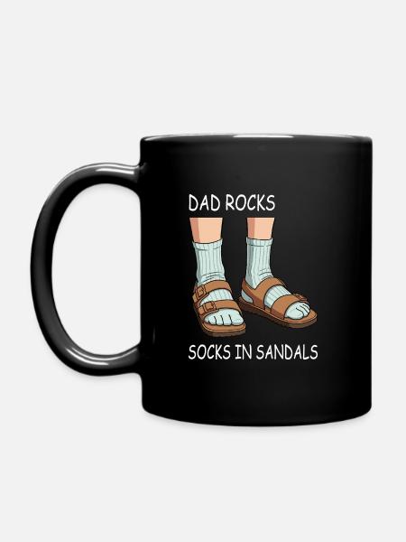 Papa rockt Socken in Sandalen - Tasse einfarbig - Schwarz