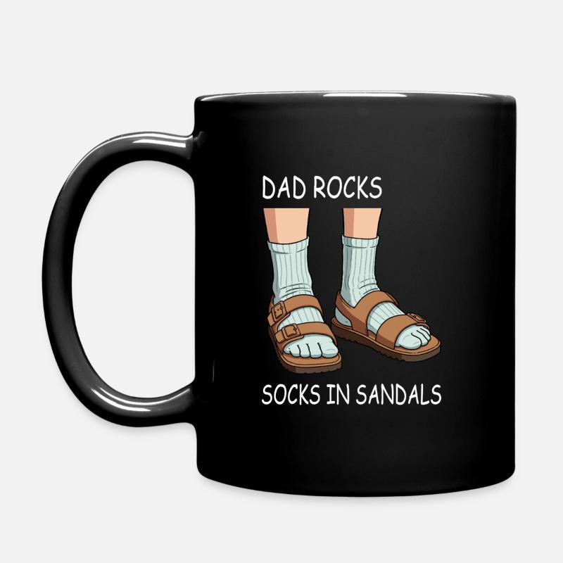 Papa rockt Socken in Sandalen - Tasse einfarbig - Schwarz