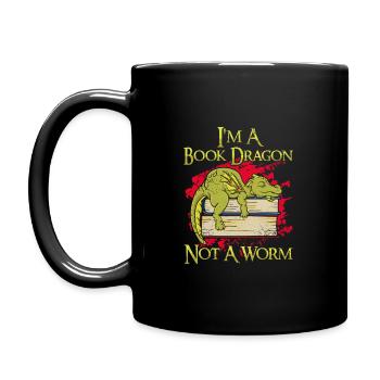 I'm A Book Dragon Not A Worm - Full Colour Mug - black - Left