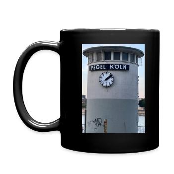 Pegel(turm-Uhr) Köln - Tasse einfarbig - Schwarz - Links