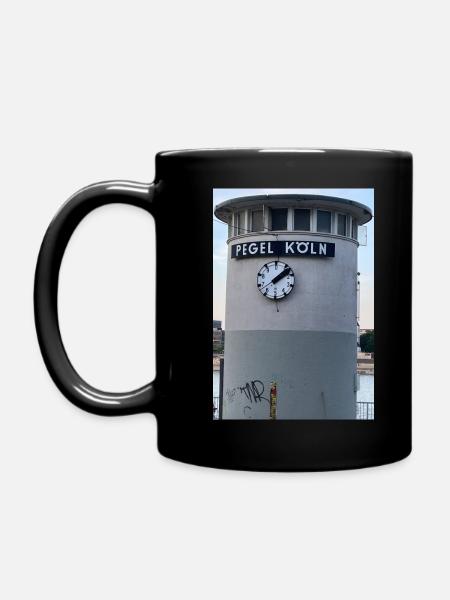 Pegel(turm-Uhr) Köln - Tasse einfarbig - Schwarz