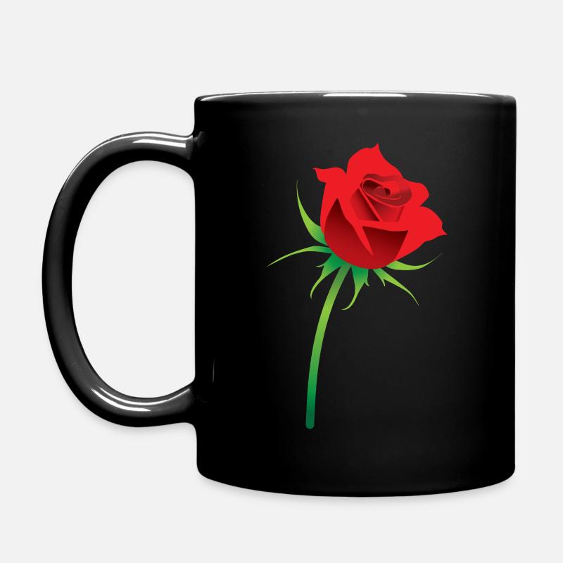 Rote Rose - Tasse einfarbig - Schwarz