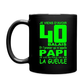 40 ans / anniversaire 40 ans / cadeaux 40 ans - Mug uni - noir - Gauche