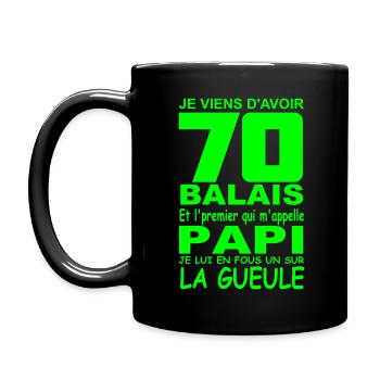 70 ans / anniversaire 70 ans / cadeaux 70 ans - Mug uni - noir - Gauche