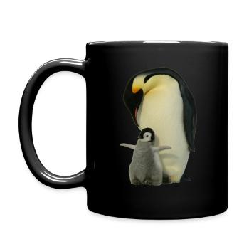 Pinguin mit Baby - Tasse einfarbig - Schwarz - Links