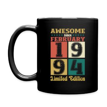 30.Geburtstag Awesome since Februar Jahrgang 1994 - Tasse einfarbig - Schwarz - Links