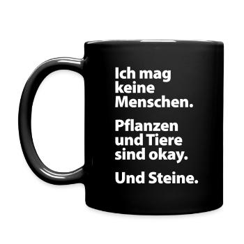Ich mag keine Menschen. - Tasse einfarbig - Schwarz - Links