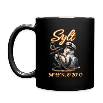 Sylt Seagull avec ancre et coordonnées GPS - Mug uni - noir - Gauche