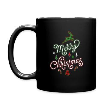 Merry Christmas Frohe Weihnachten Ugly Christmas - Tasse einfarbig - Schwarz - Links