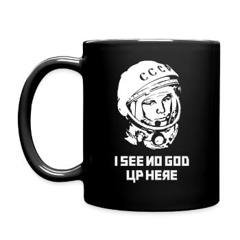 Yuri Gagarin - I see no god up here USSR Atheism - Full Colour Mug - black - Left