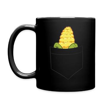 Maïs sur l’épi - Dans la poche de poitrine / poche de chemise - Mug uni - noir - Gauche