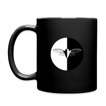 SchwarzWeiße Zikade - Tasse einfarbig - Schwarz - Links