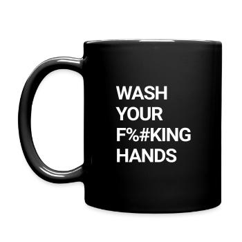 wash your fking hands (color changeable) - Full Colour Mug - black - Left