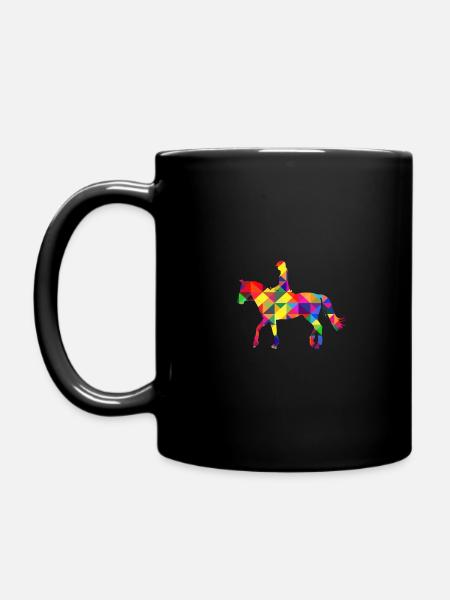 Pferd Damen - Tasse einfarbig - Schwarz