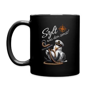 Sylt quoi d’autre ! mouette drôle avec ancre - Mug uni - noir - Gauche