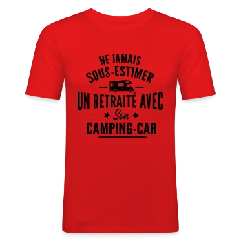 T-shirt près du corps Homme avec motif Ne Jamais Sous-Estimer un Retraité en Camping-Car
