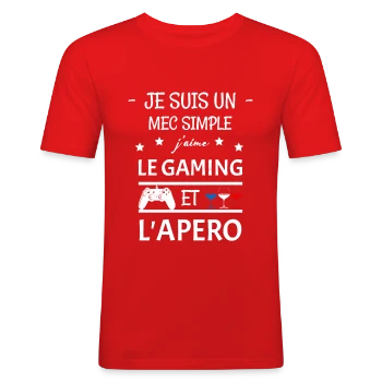 T-shirt près du corps Homme avec motif Apéro Gaming : Humour Entre Copains