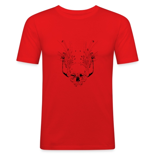 skull with peacocks - Obcisła koszulka męska