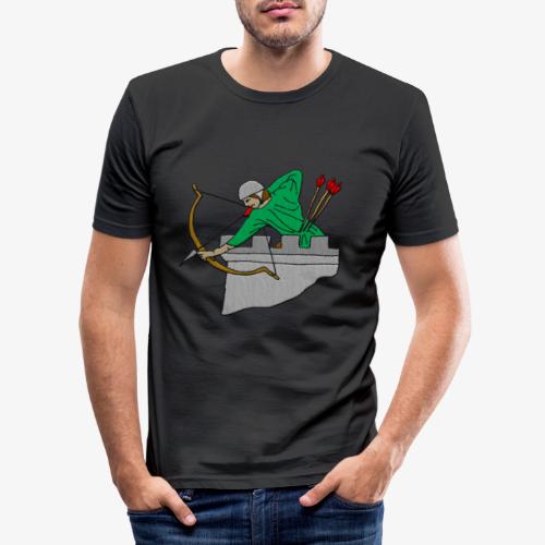 Archery Medieval Embroidered design by patjila - Men's Slim Fit T-Shirt