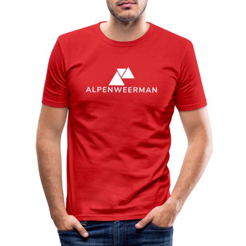 logo alpenweerman wit - Mannen slim fit T-shirt
