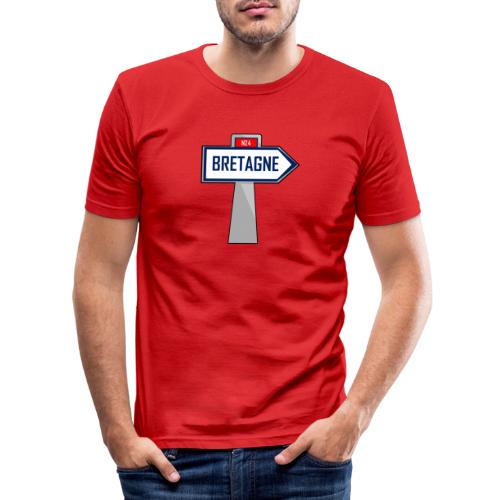T-shirt logo drôle Bretagne Direction - T-shirt près du corps Homme