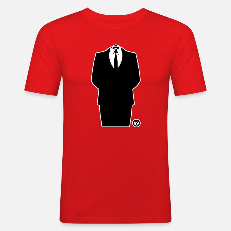 Anon Anzug – Anonymous Hacker Kollektiv Statement - Männer Slim Fit T-Shirt - Rot