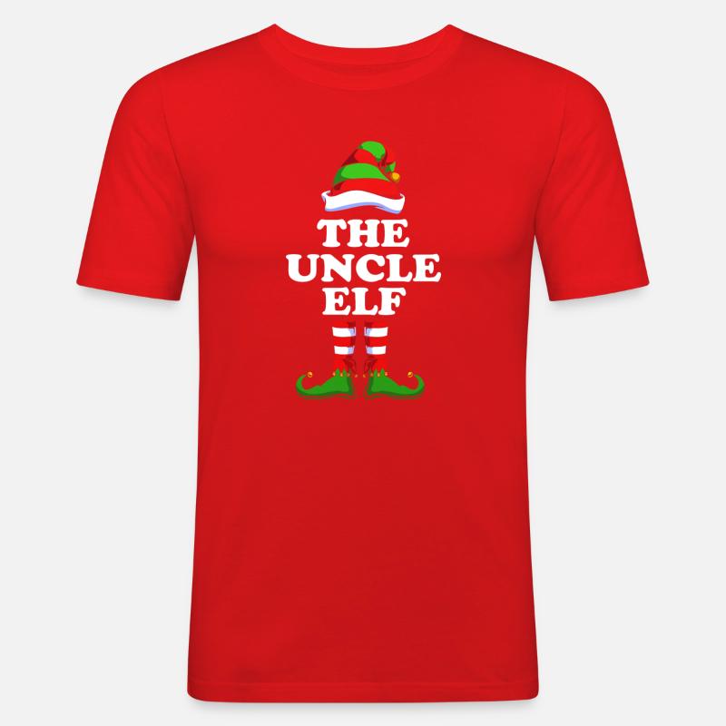 Onkel Elfe Elf Weihnachtsgeschenk - Männer Slim Fit T-Shirt - Rot