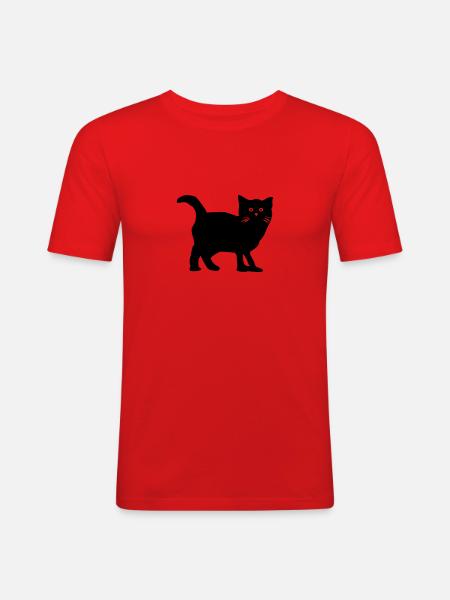 Katze - Männer Slim Fit T-Shirt - Rot