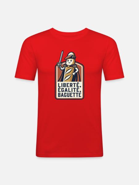 La baguette patriote 🇫🇷 - T-shirt près du corps Homme - rouge