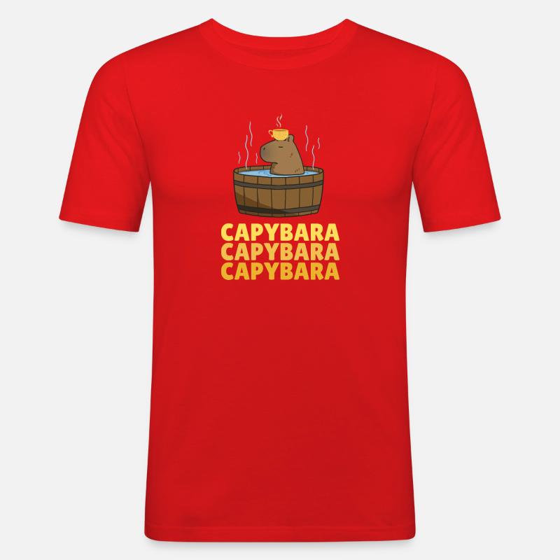 Capybara Capybara Capybara - Männer Slim Fit T-Shirt - Rot