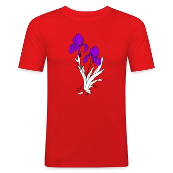 Lilie - Männer Slim Fit T-Shirt - Rot - Vorne - Jaron (178cm)