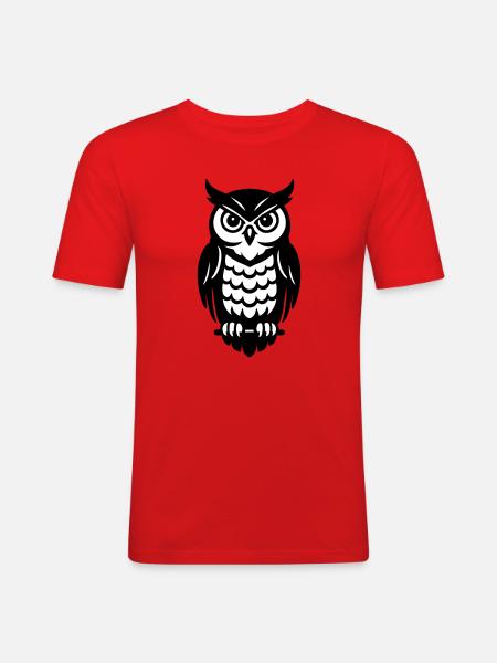 Eulen in Schwarz-Weiß - Männer Slim Fit T-Shirt - Rot