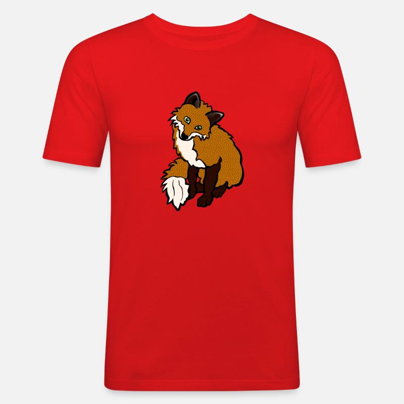 Fuchs - Männer Slim Fit T-Shirt - Rot