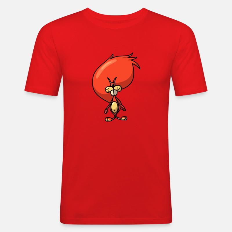 Comic Eichhörnchen - Männer Slim Fit T-Shirt - Rot