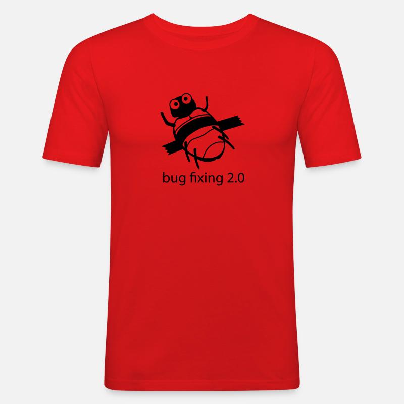 bug fixing einfarbig - Männer Slim Fit T-Shirt - Rot