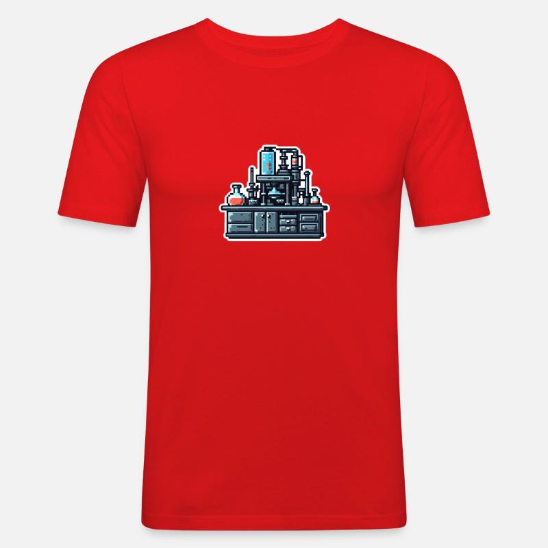 Experiment desk - Männer Slim Fit T-Shirt - Rot