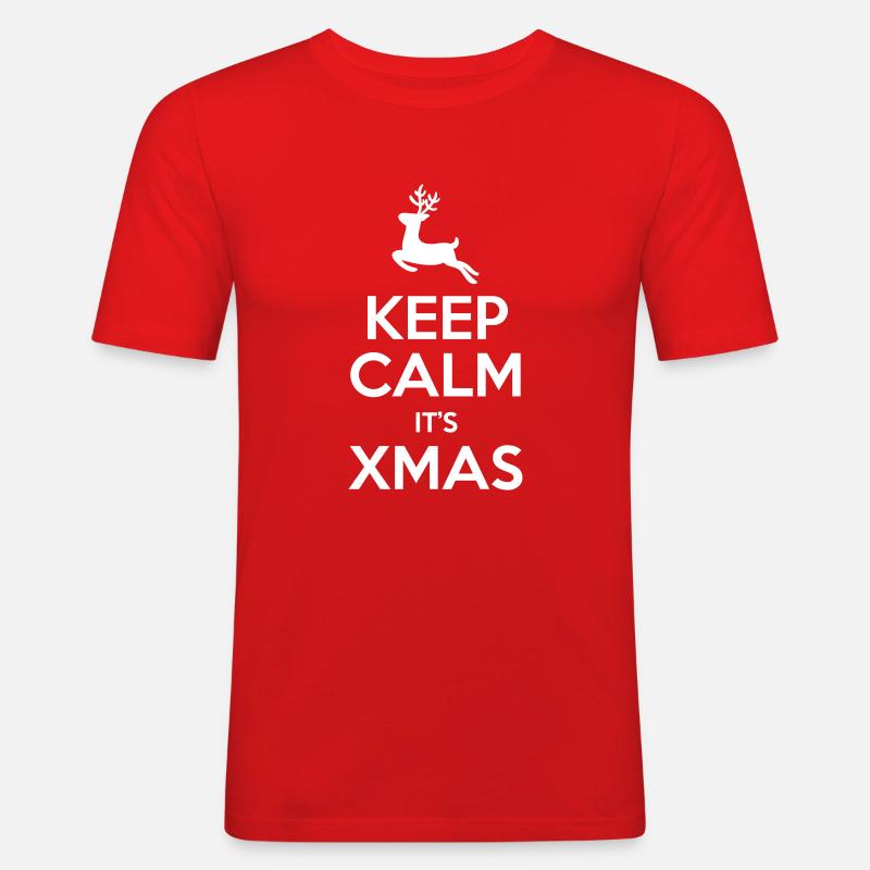 Keep Calm It's Xmas - Männer Slim Fit T-Shirt - Rot
