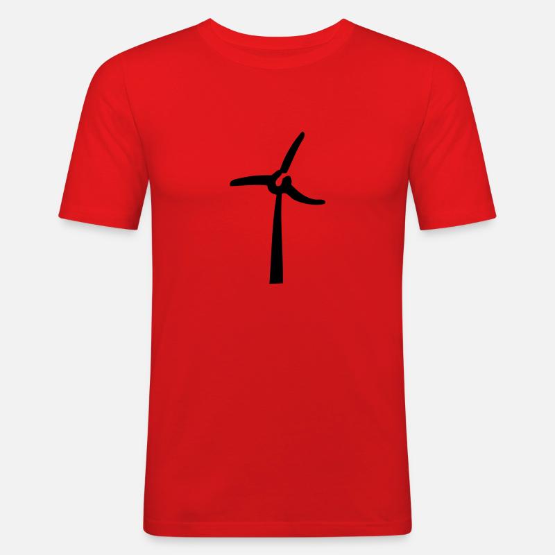 Windmill, éolienne, Windrad - Männer Slim Fit T-Shirt - Rot